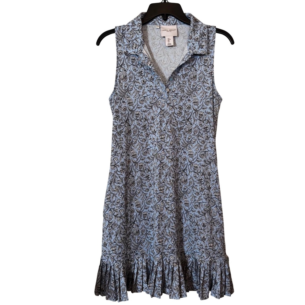 Laura Ashley Womens Golf Tennis Dress Small Blue Floral Stretch Performance Mini